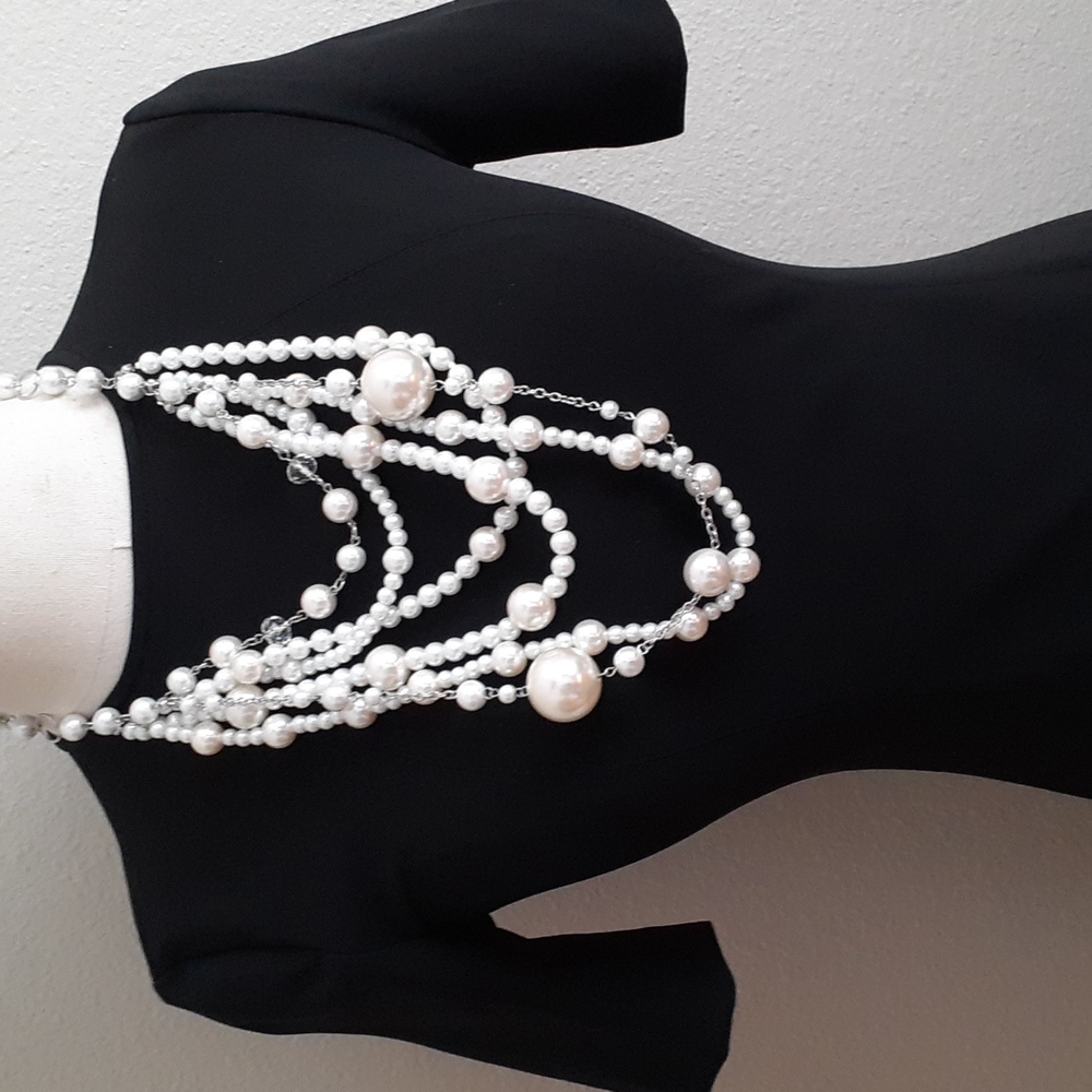 Pearl Necklace Statement Layers Multi-Strand High… - image 5